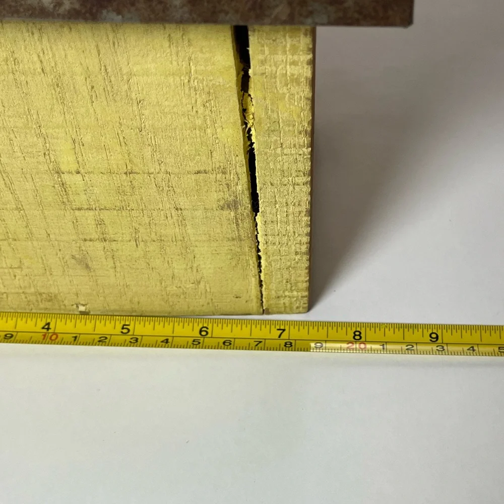 NWT crate & barrel stone chimney birdhouse. Great yellow wood & metal birdhouse