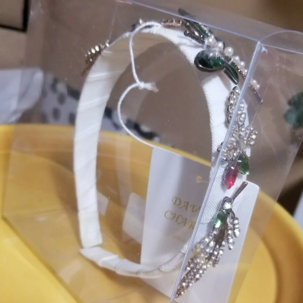 David Charles Girls Enamel & Pearl Dragonfly Headband Jewled