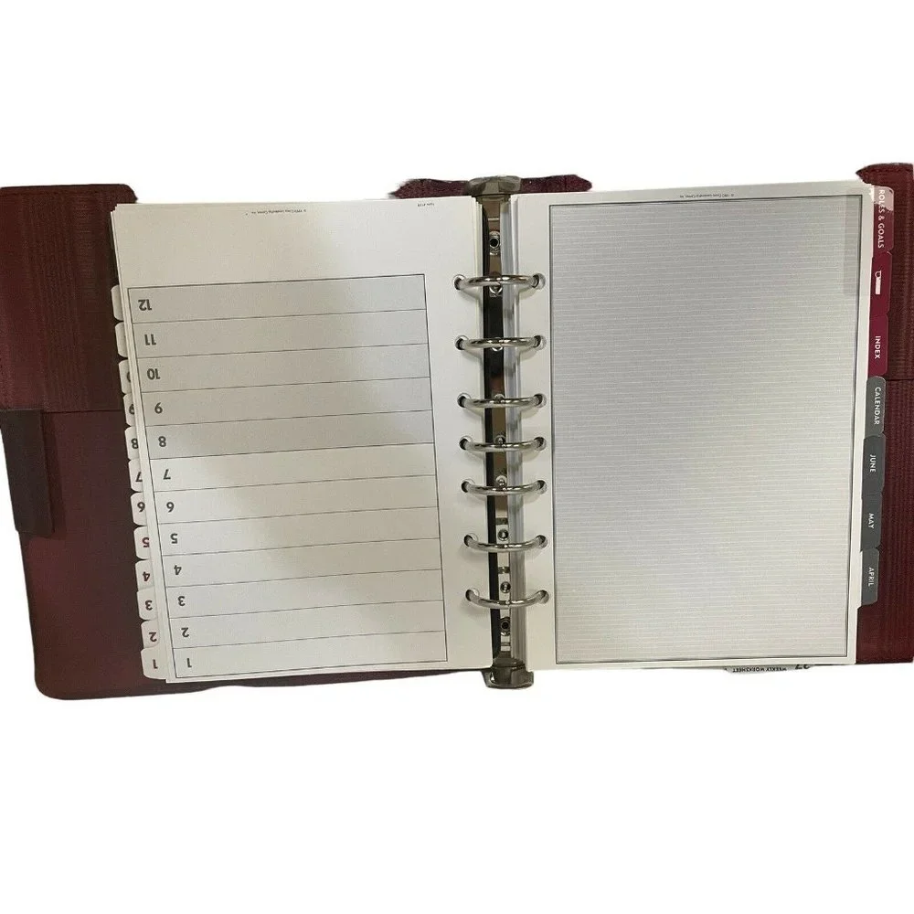 Covey Leadership Center Seven Habits Organizer Unisex Burgundy Leather 7-Ring