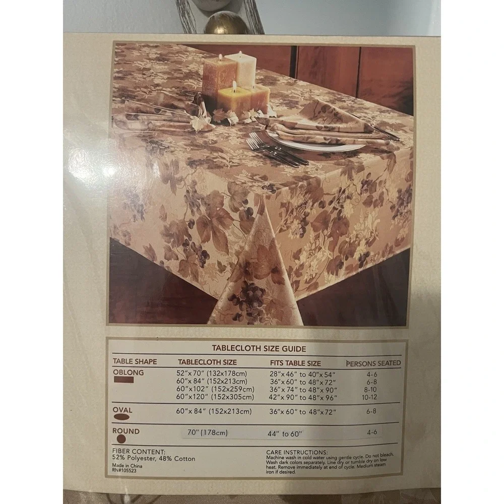 Luxury Home Collection Grape Arbor Tablecloth 60x84 Oblong Oval Fall