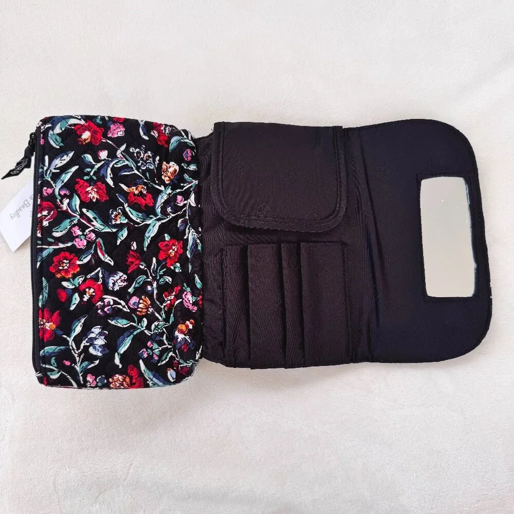 Vera Bradley Brush & Cosmetic Case in Perennials Noir
