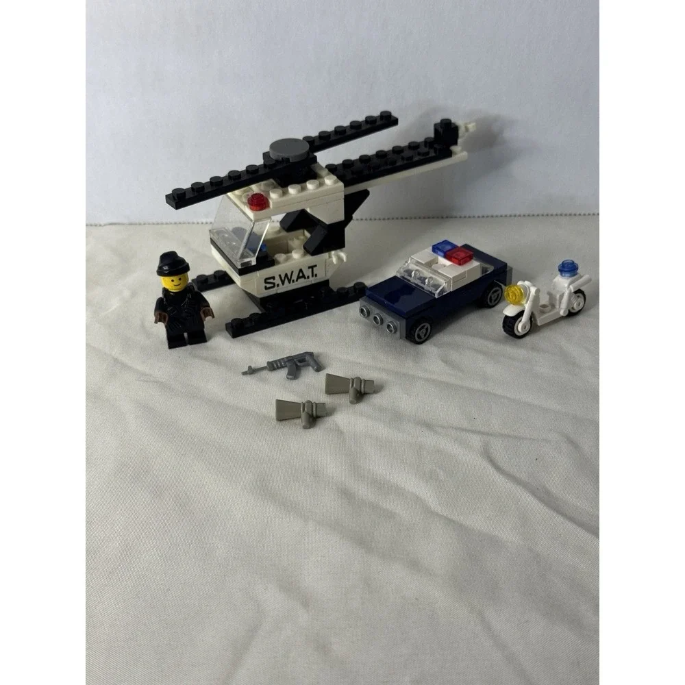 LEGO Custom SWAT Set w/ Helicopter, Car, Motorcycle,‎ Minifigs & Weapons