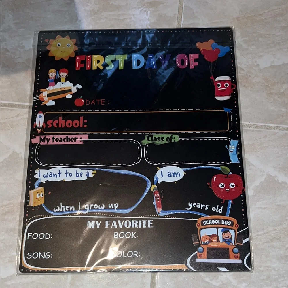 NIB First & Last Day of School reusable chalk Board photo prop sign unisex