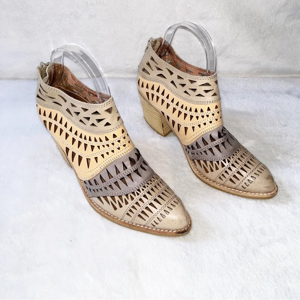 Jeffrey Campbell for Free People Faviola Color Block Cutout Western Booties 7.5