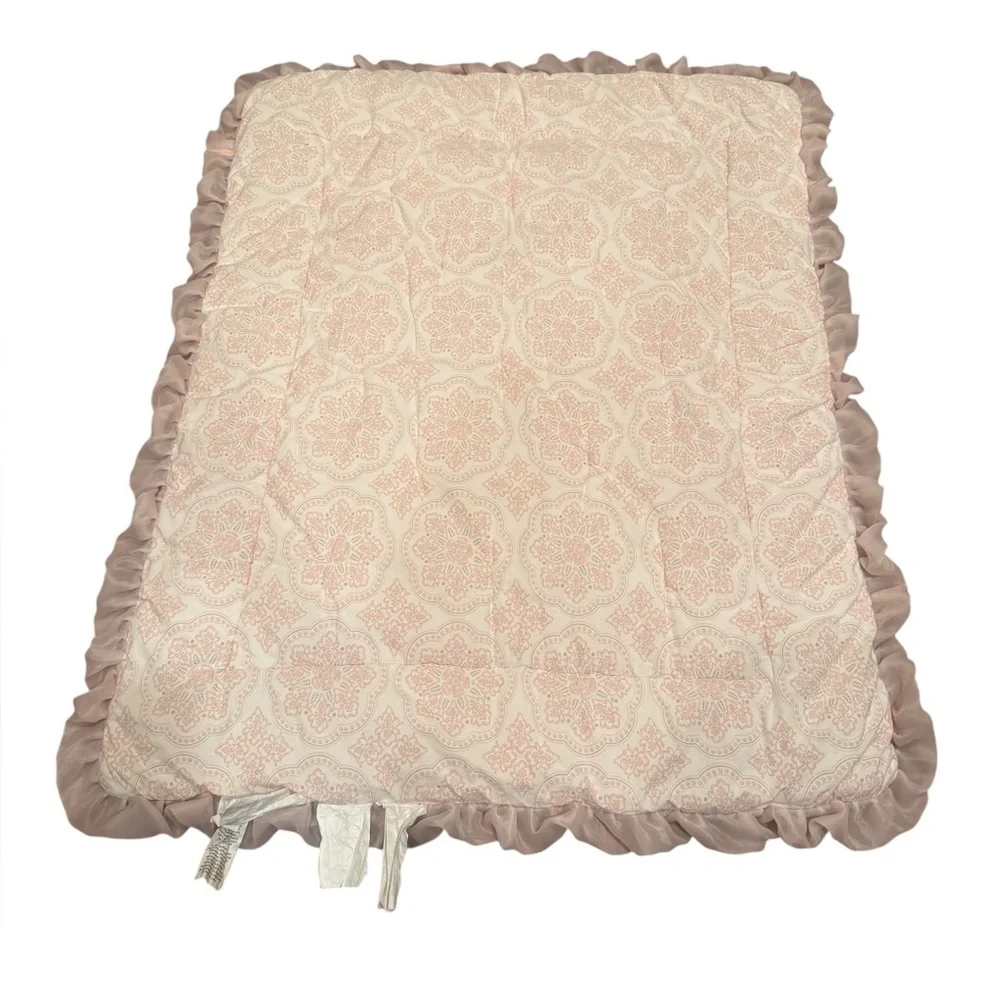 THE PEANUTSHELL ARIANNA PINK ROSES ELEGANT NURSERY BABY CRIB QUILT ONLY