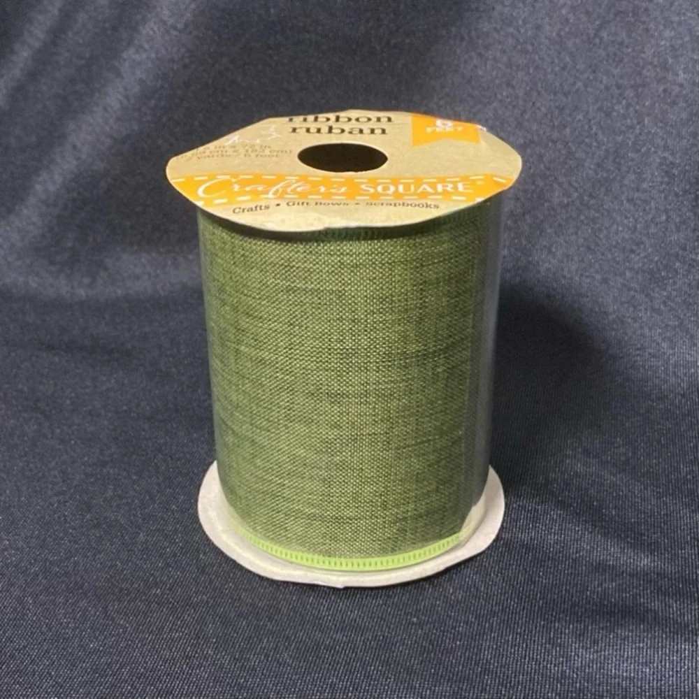 ⭐️ Crafter’s Square Green Wire Edged Craft Ribbon 3.5” x 72”