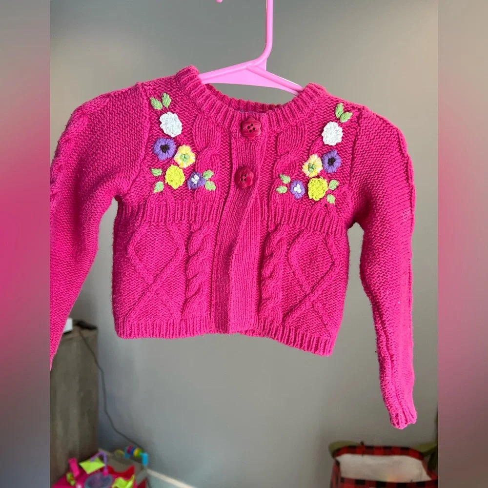 The Children's Place Pink Floral Stitched Cardigan Size 18 months GUC