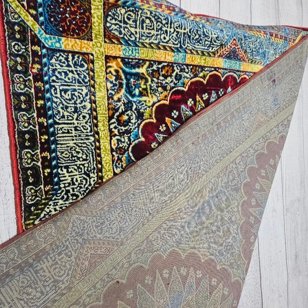 VTG 70s Moroccan Mandala Velvet Tapestry Rug Wall Hanging, 49x72