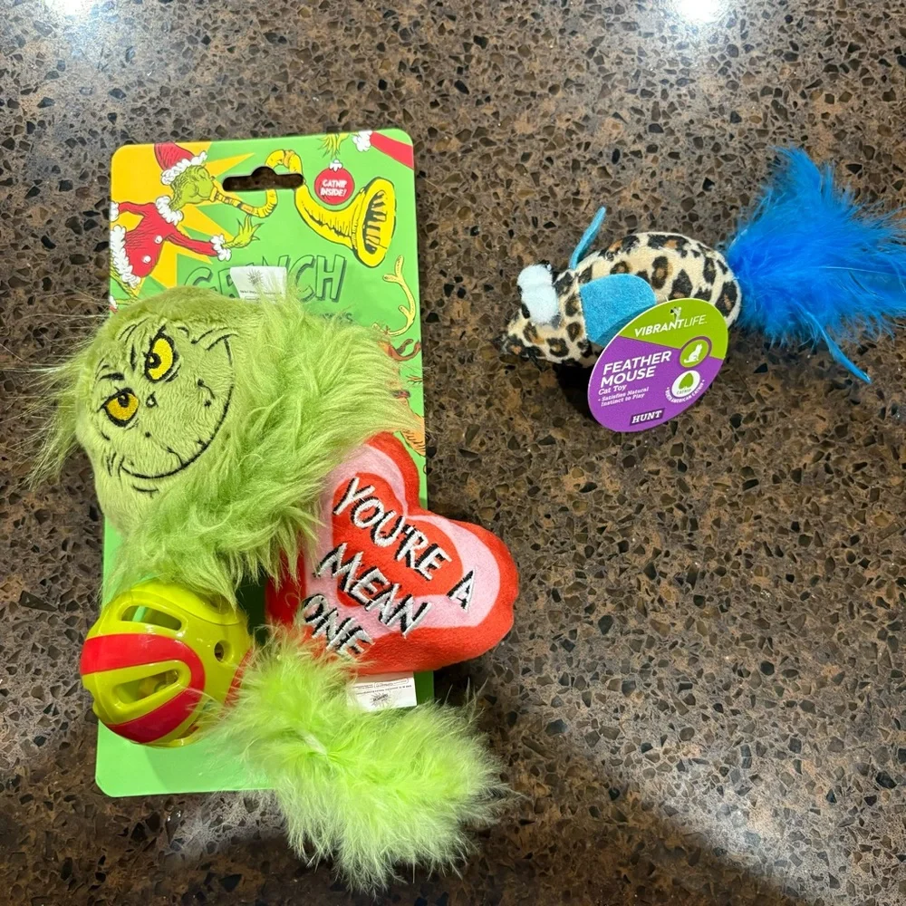 ‼️5 FOR $15‼️ NWT 2 Christmas Grinch and Mouse Cat Toys