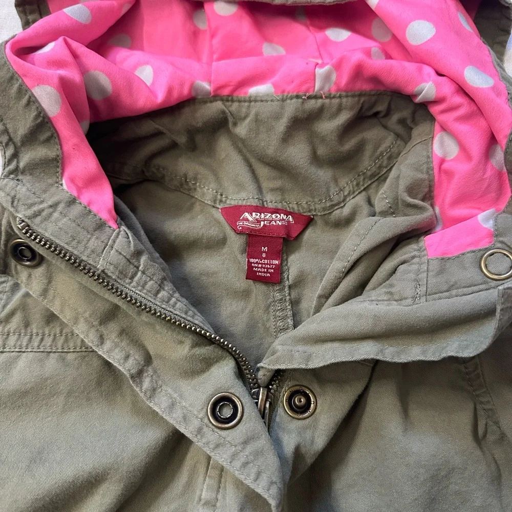 Girl’s Olive Green Jacket with hood and cargo‎ pockets