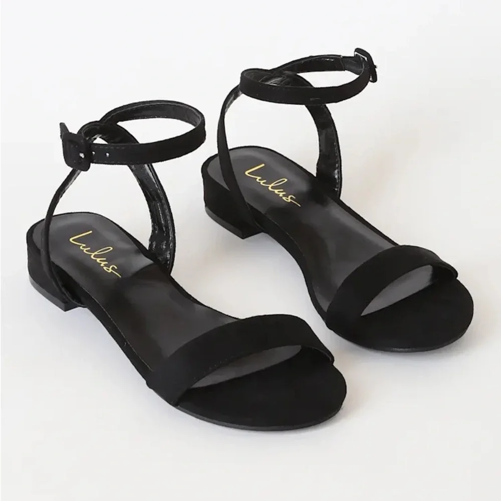 Lulus Darryian Black Suede Ankle Strap Sandals
