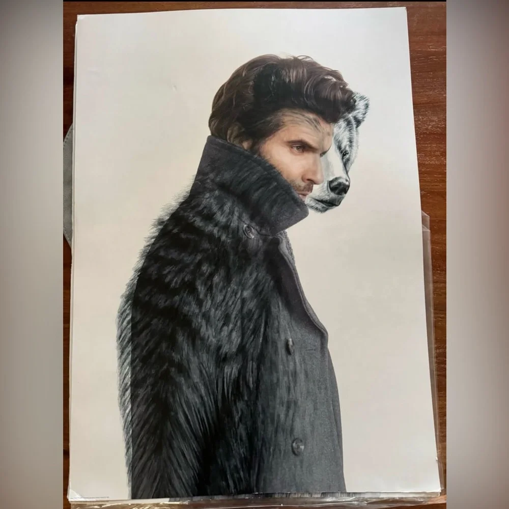 Rare Unique Modern Art Prints - Set of 3 - Women and Man - Fox - Bird - Bear