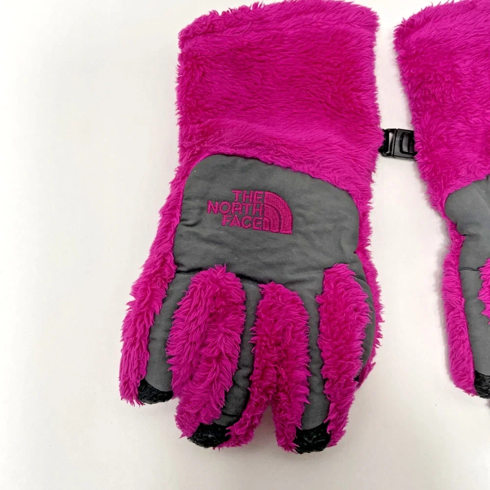 THE NORTH FACE Fleece Gloves Girls Fuchsia Pink Charcoal Gray Small