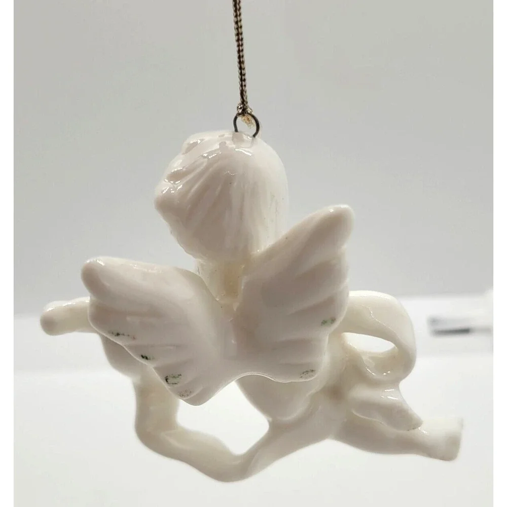 Vintage Christmas Ornament Cherub With Violin Ceramic