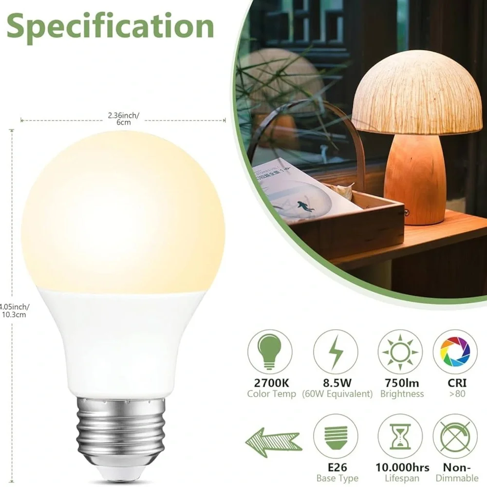 Warm White LED Light Bulbs - Pack of 4