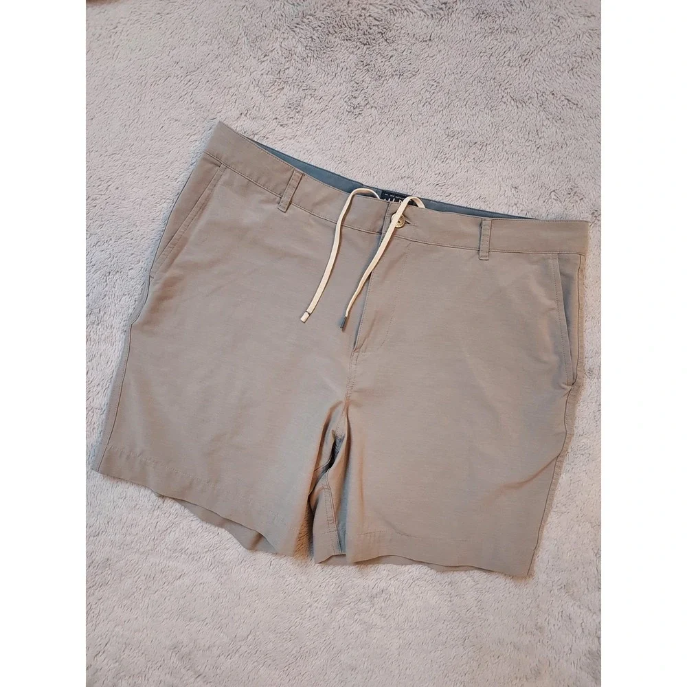 Faherty All Day Shorts Mens 36 Chino Casual Preppy Drawstring Beach Outdoor Gray