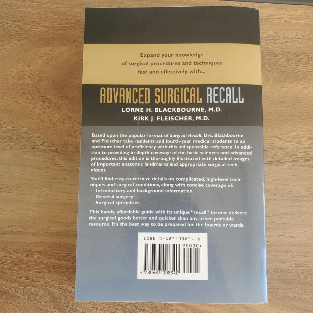 Advanced Surgical Recall by Lorne H. Blackbourne, MD Medical Paperback‎ Book