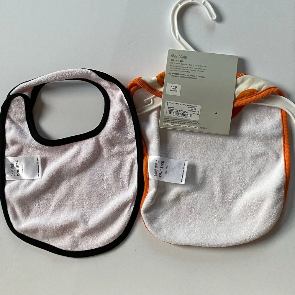 New 2 pack My First Halloween Baby Bibs Pumpkins Happy Halloween Orange NWT