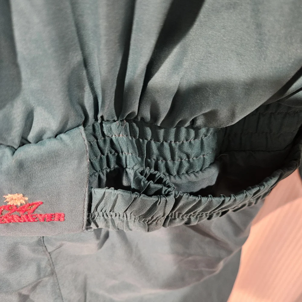 Vintage Obermeyer Girls (8) Teal Snowsuit with Red Embroidery