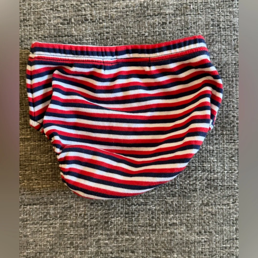 The Beaufort Bonnet Company Red White Blue Striped Diaper Cover 3-6M
