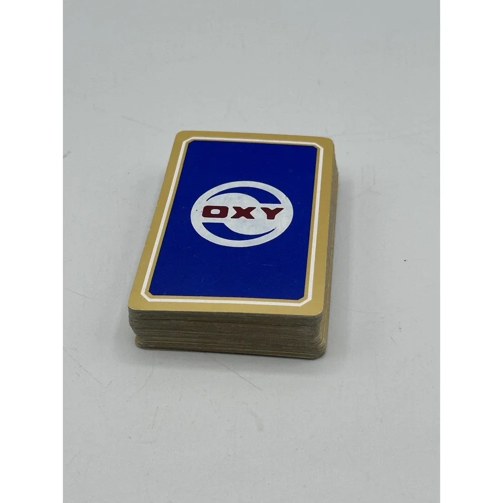 Oxy Cities Service Playing Cards Red Blue Gold Occidental Merger Vtg Read