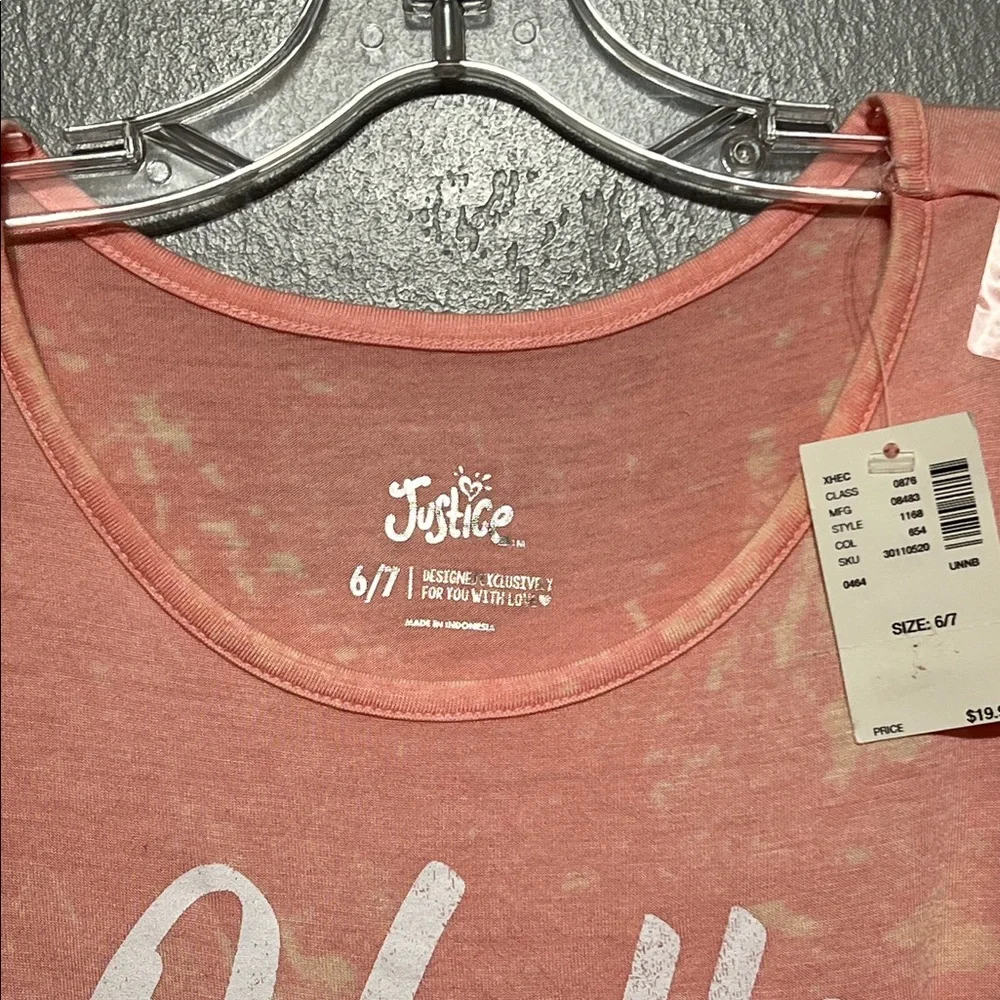 Justice Pink Tie Dye Burnout Twist Front Tee Girls Size 6/7 Short Sleeve Top
