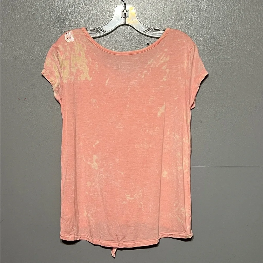 Justice Pink Tie Dye Burnout Twist Front Tee Girls Size 6/7 Short Sleeve Top