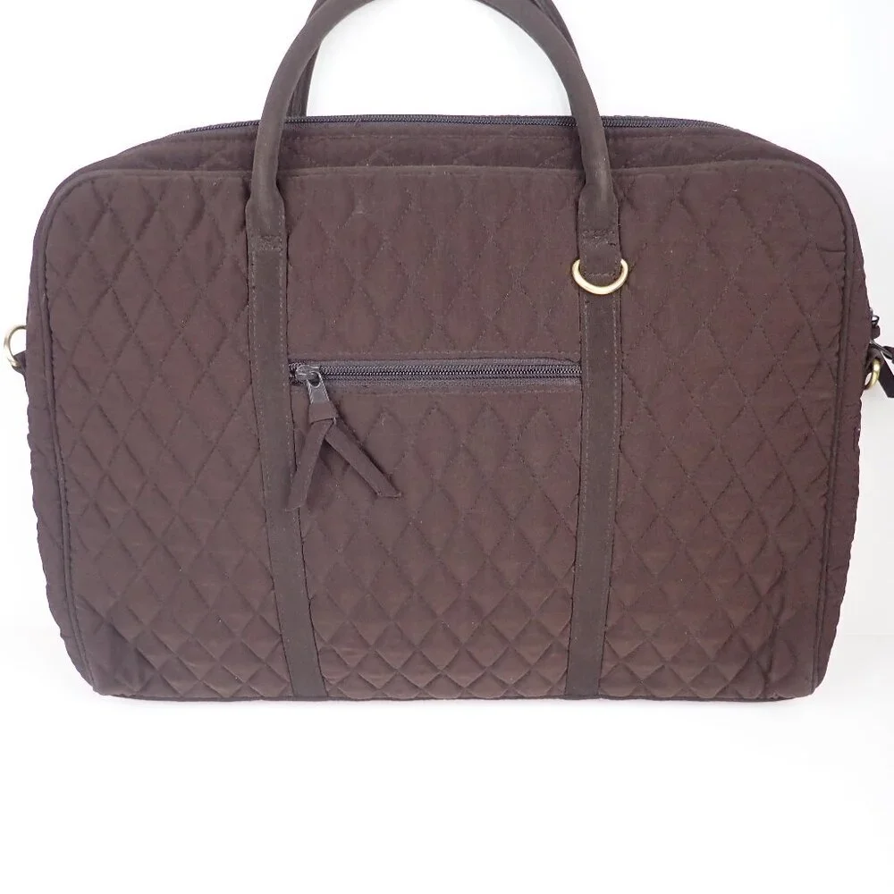 Vera Bradley Brown Quilted Laptop Bag Briefcase Travel