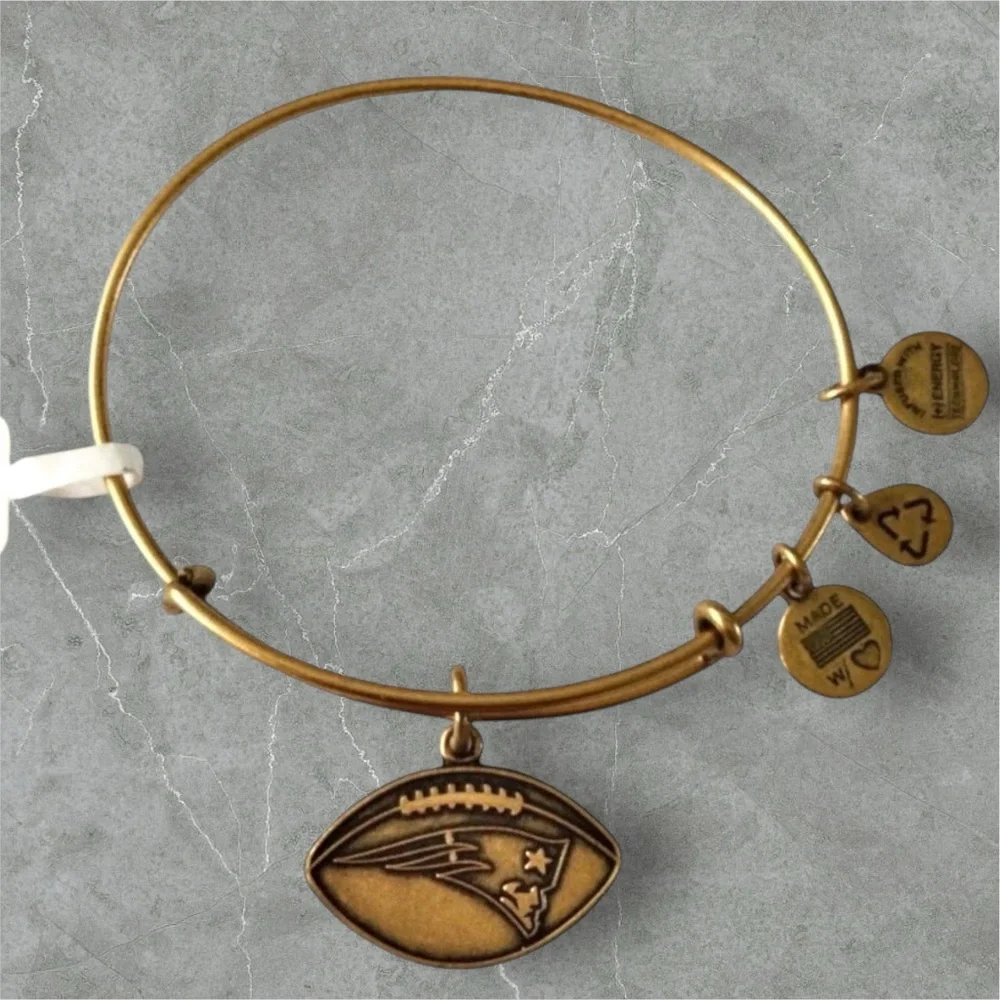ALEX AND ANI NFL Patriots Football Charm Bangle Bracelet, RG – NWT