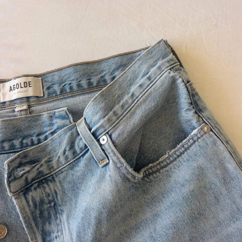 Agolde Criss Cross Upsize Jeans Light Wash High Rise Straight Leg Denim Size 27