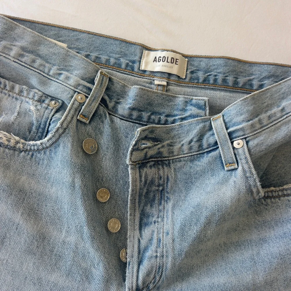 Agolde Criss Cross Upsize Jeans Light Wash High Rise Straight Leg Denim Size 27