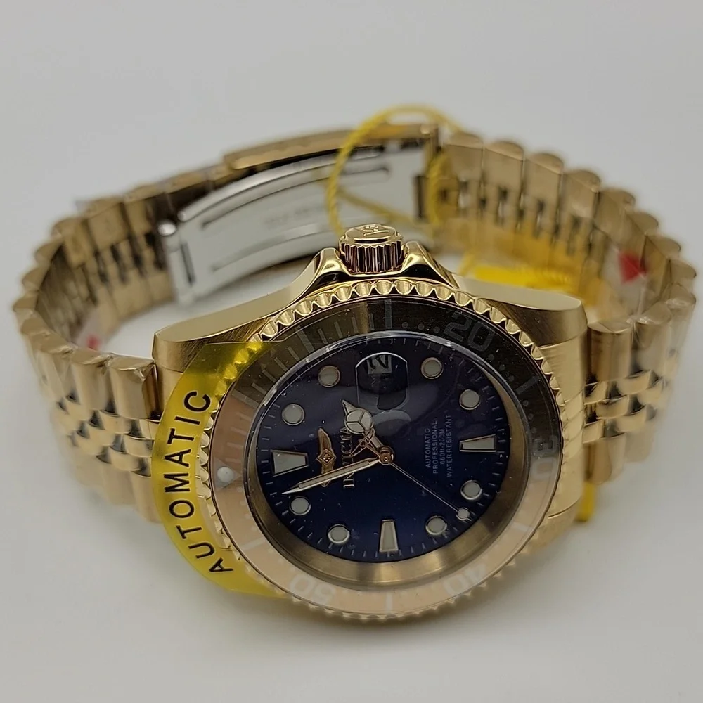 NEW Invicta Pro Diver Navigator Automatic Men's Watch 42mm Gold Blue Dial 30097
