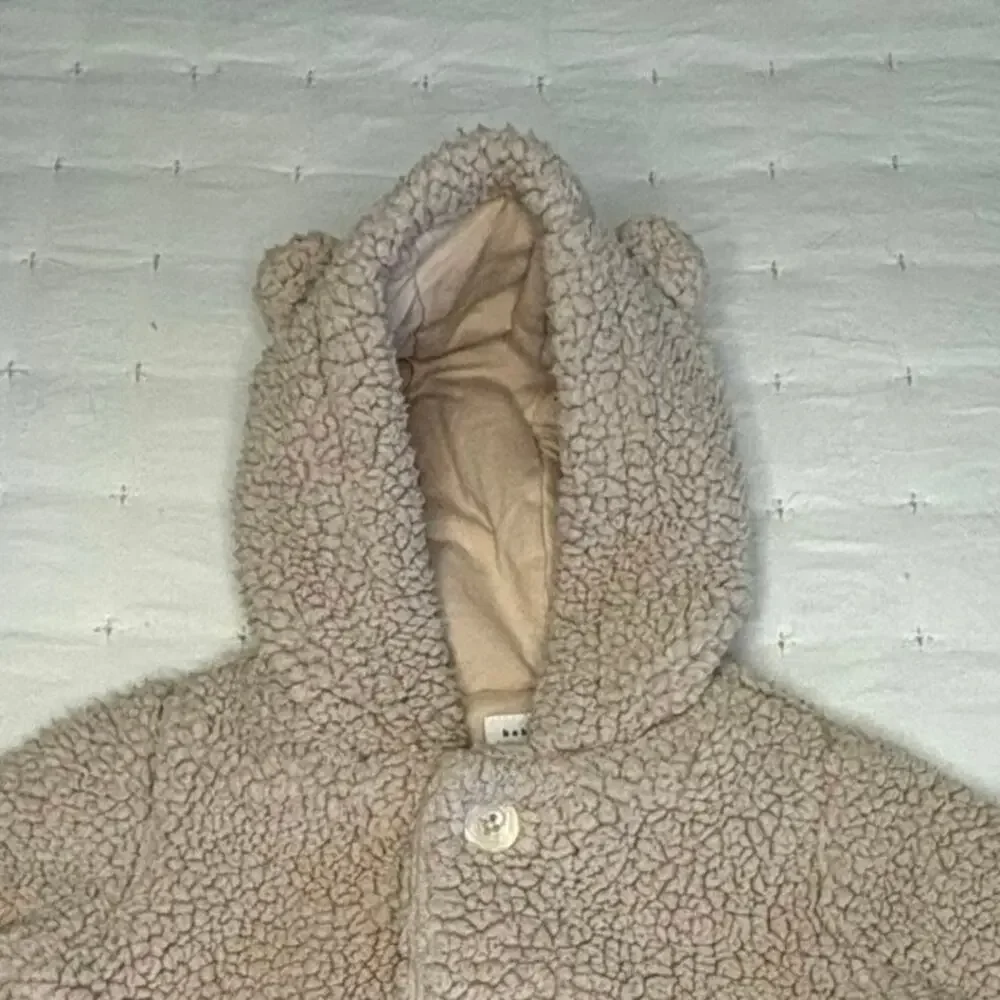 Baby Gap Teddy Bear Coat Girls/Boys 6–12M | Beige Sherpa Hooded Jacket