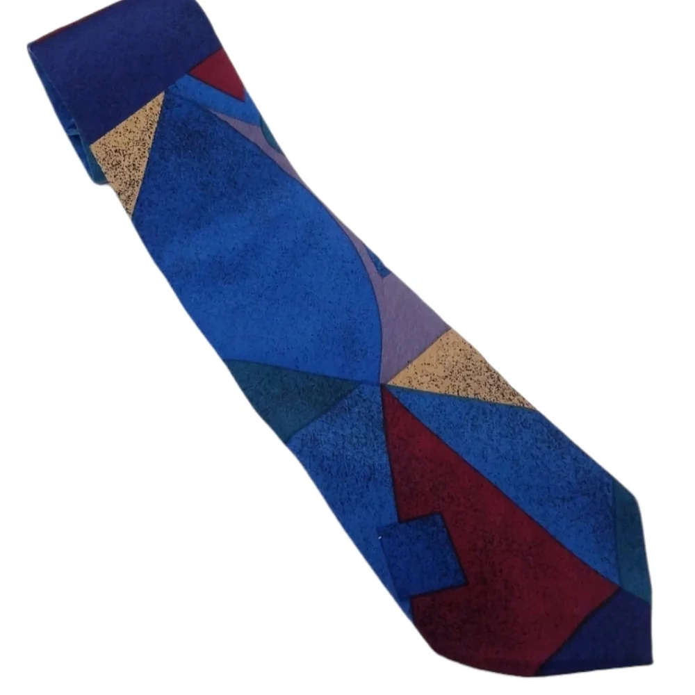 Johnny Carson Men's Tie Vintage Blue Burgundy Gold