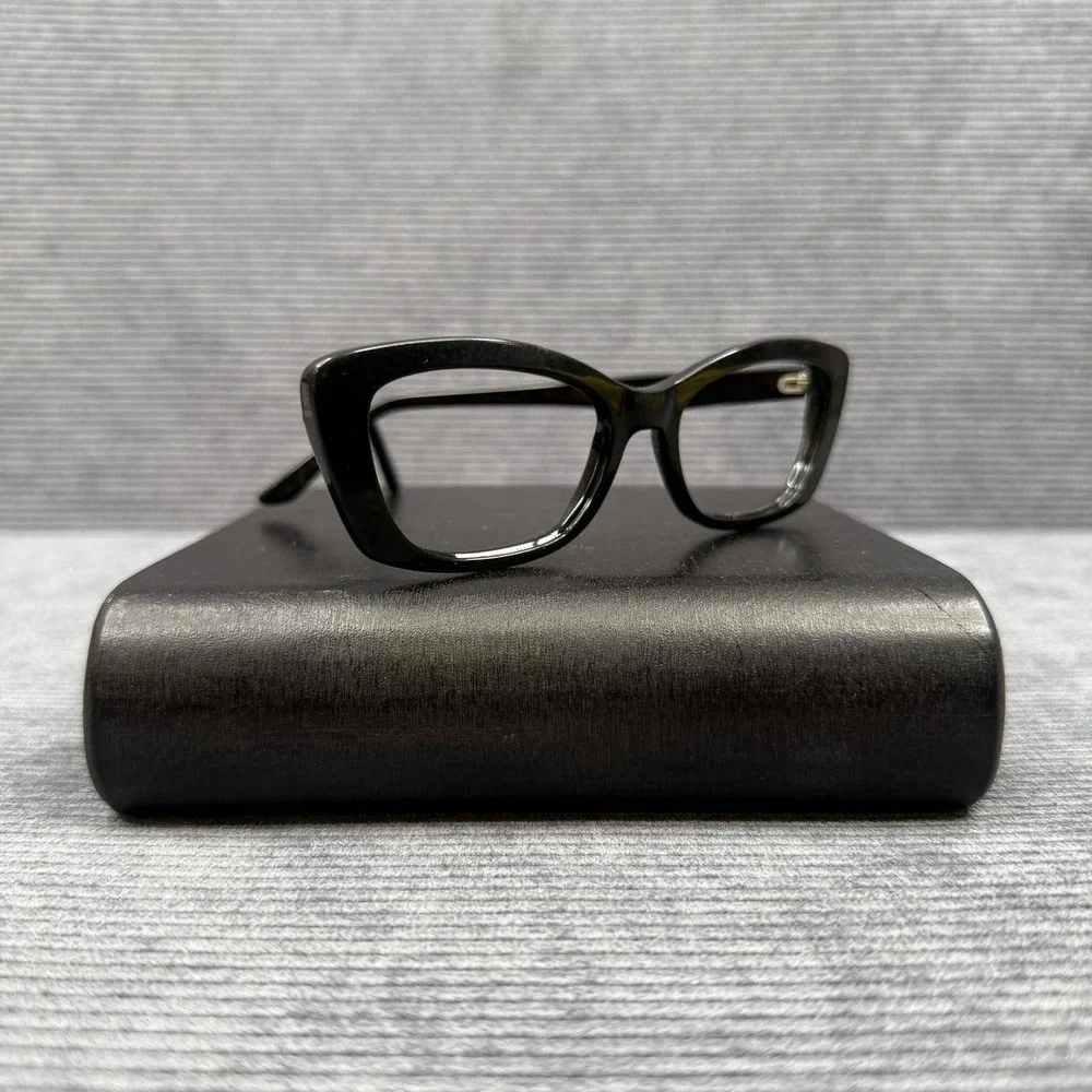 SEE Eyewear 1771 Black Eyeglasses Frames Made in France 50-17-135 Cat Eye Y2k