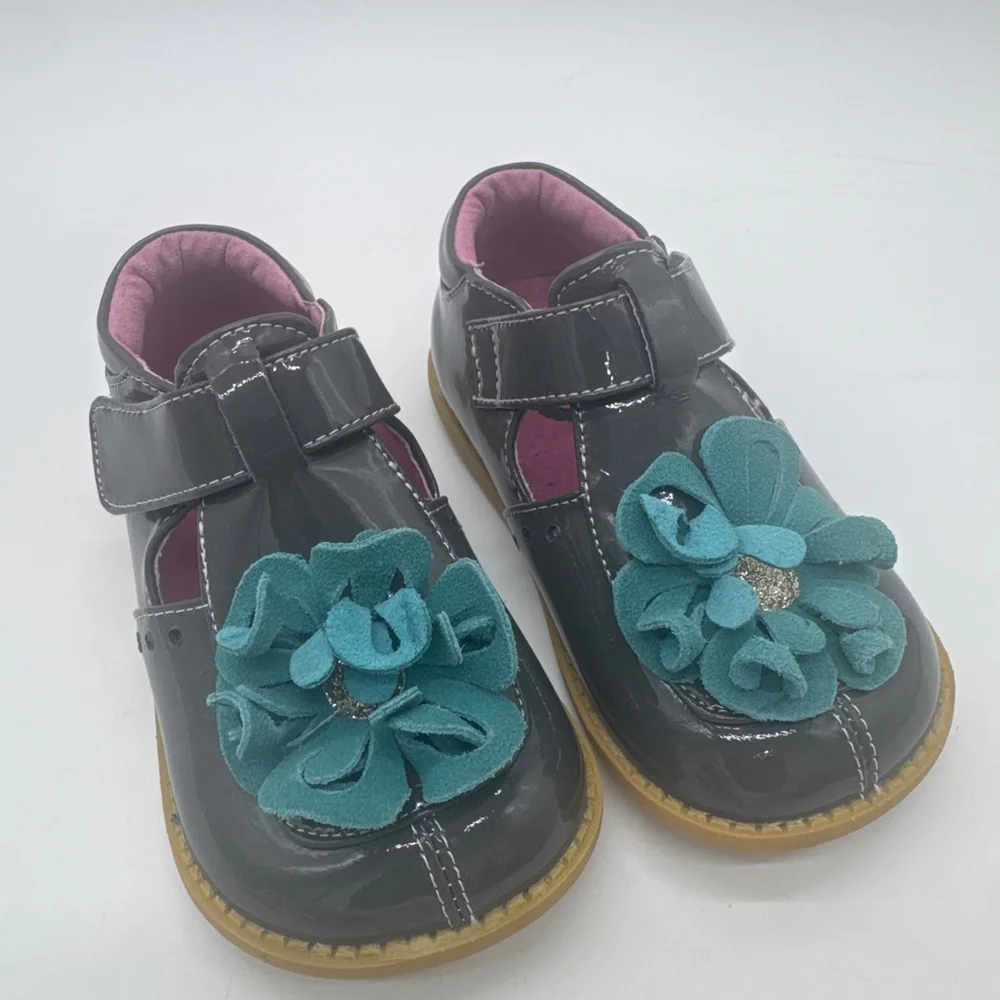 LIVIE & LUCA Blossoms Gray Teal Size 9 (Toddler Girl)