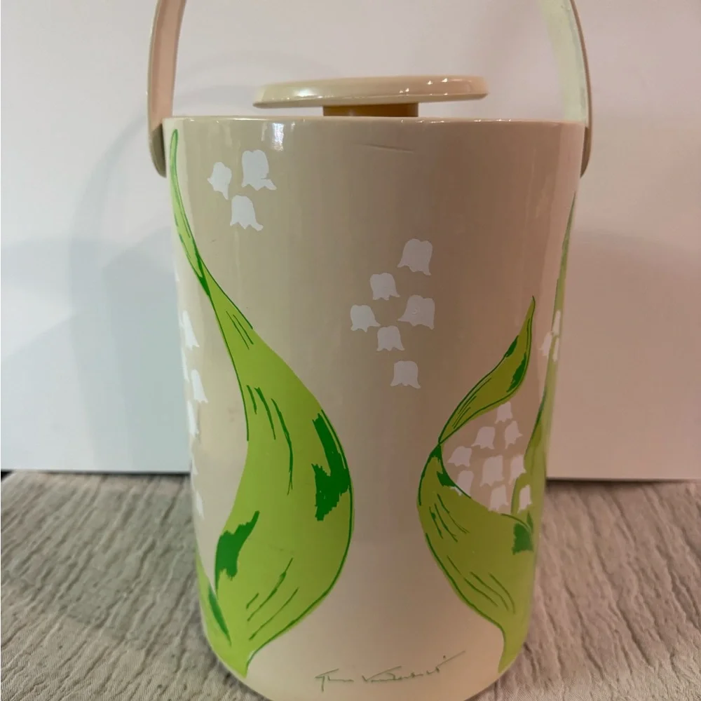 1970s Vintage Gloria Vanderbilt Floral Vinyl Ice Bucket