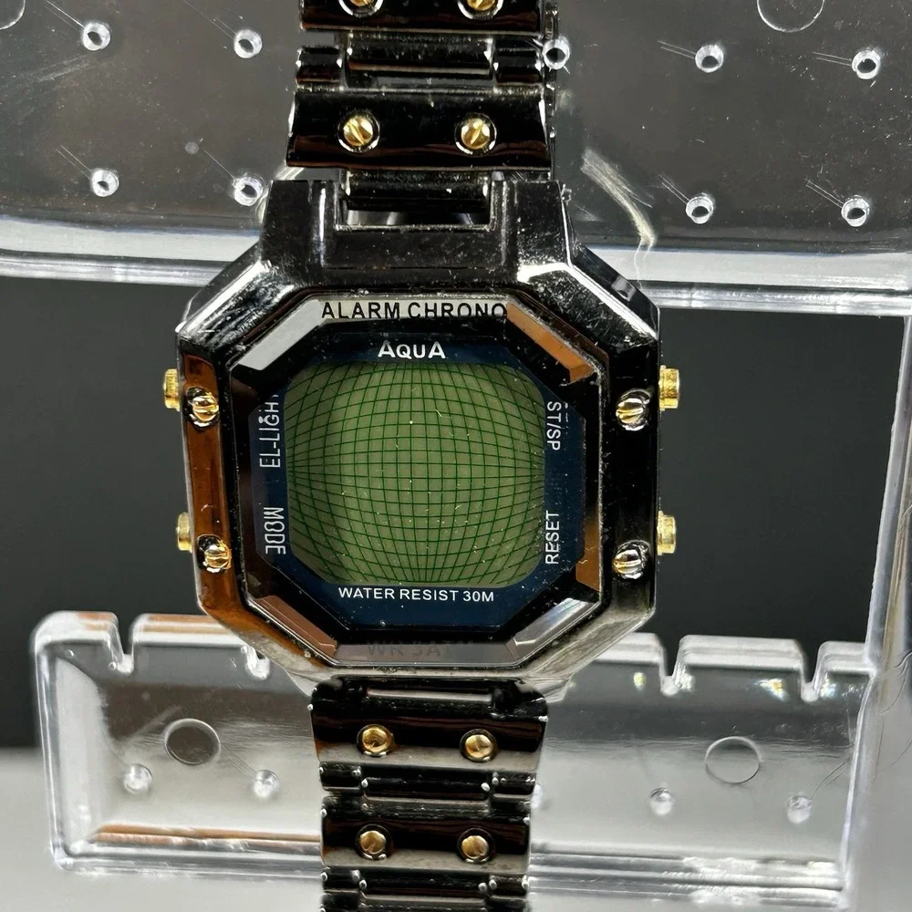 Aqua Sport Digital Watch Alarm Chrono 30M Stainless Back New w/ Tag