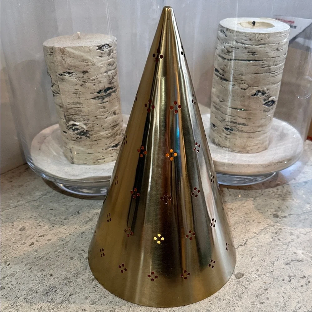 West Elm Punched Metal Table Top Gold Decorative Christmas Tree