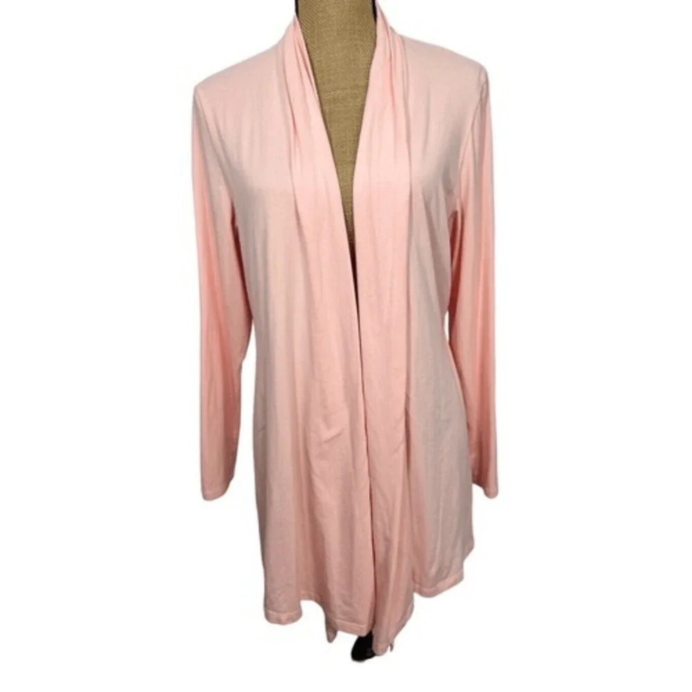 Simply Noelle Open Front Cardigan Womens L XL Peach Lightweight Long Sleeve