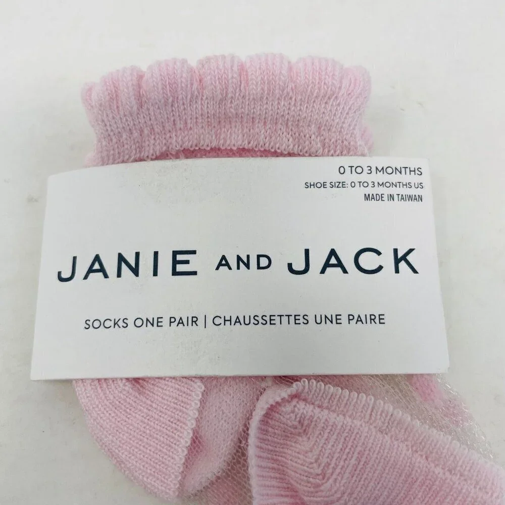 Janie and Jack Baby Girls 0-3 Months Sheer Polka Dot Ankle Socks in Light Pink