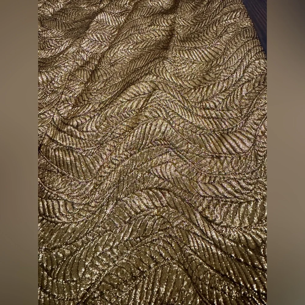 J. Crew Collection Pencil Skirt in Gold Metallic Leaf Jacquard, Size 2