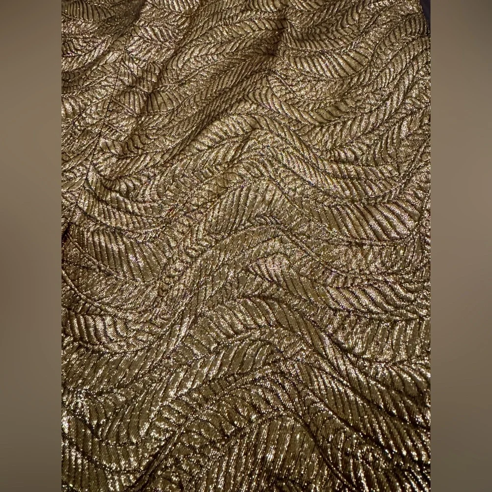 J. Crew Collection Pencil Skirt in Gold Metallic Leaf Jacquard, Size 2