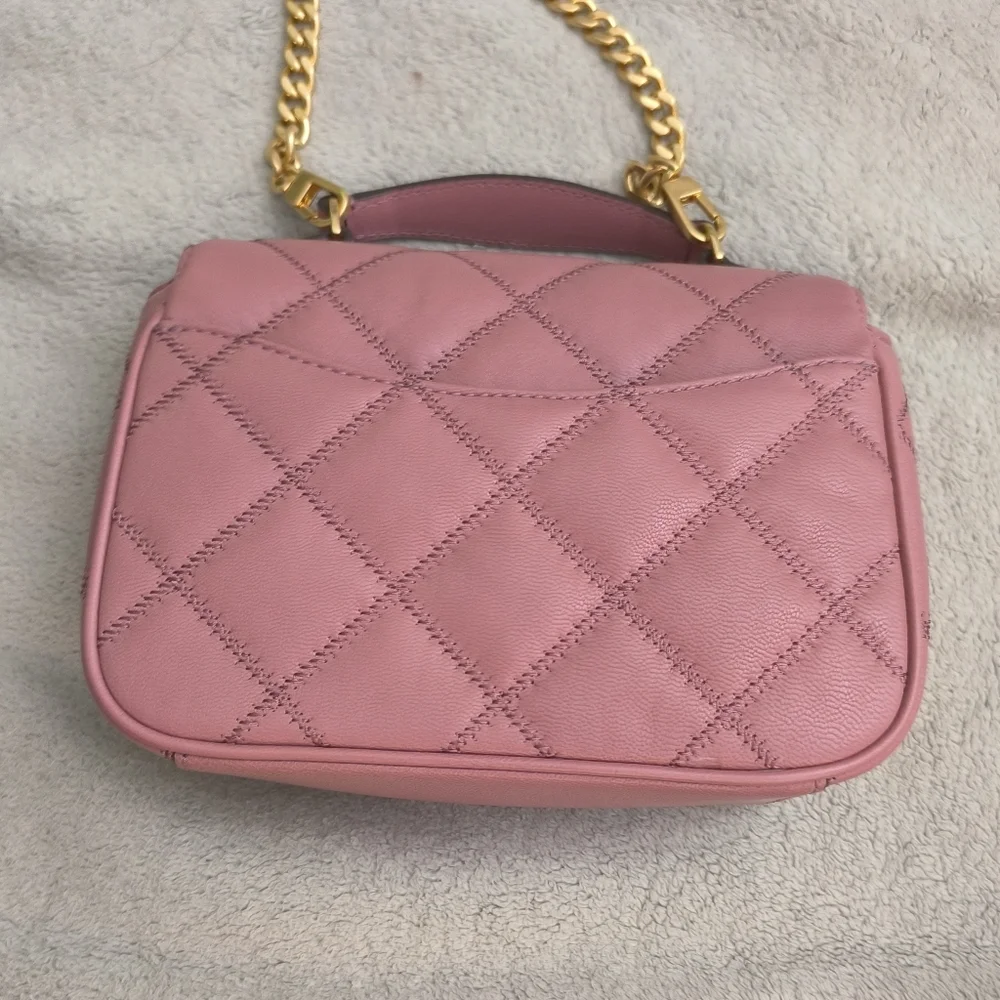 Tory Burch Willa Mini Top Handle Bag Magnolia Quilted Leather