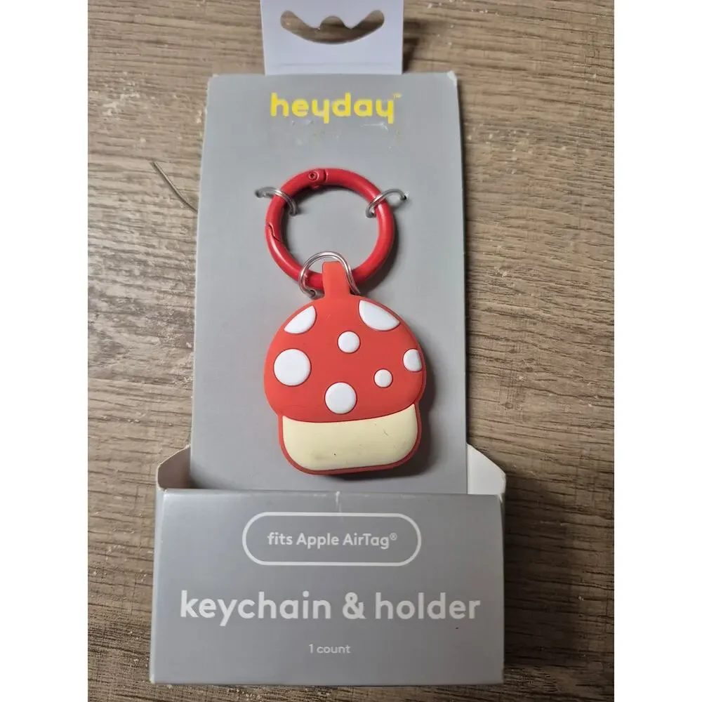 Heyday Apple AirTag Keychain Cute Mushroom Tag Holder Carabiner Clip s30 b1