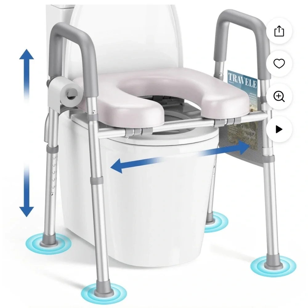 Height-Adjustable Toilet Safety Frame in Gray