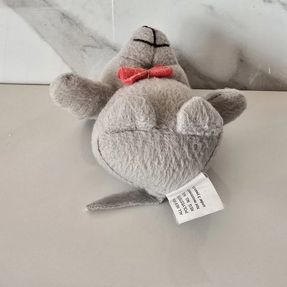 Gray Plush Mouse Toy with Red Bow Tie