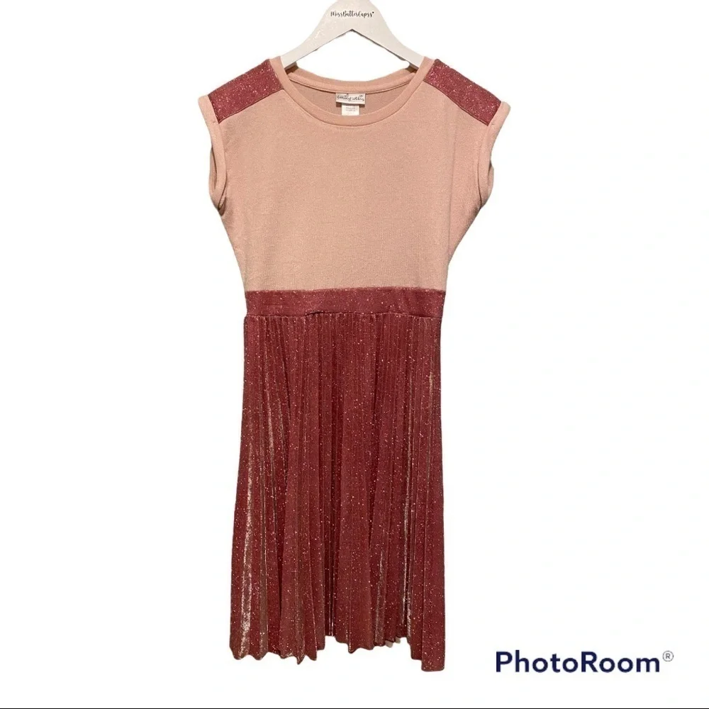 Emily West Girls Dresses | Sparkle Pleated Pink Dress | Size Girls 16 | NWOT
