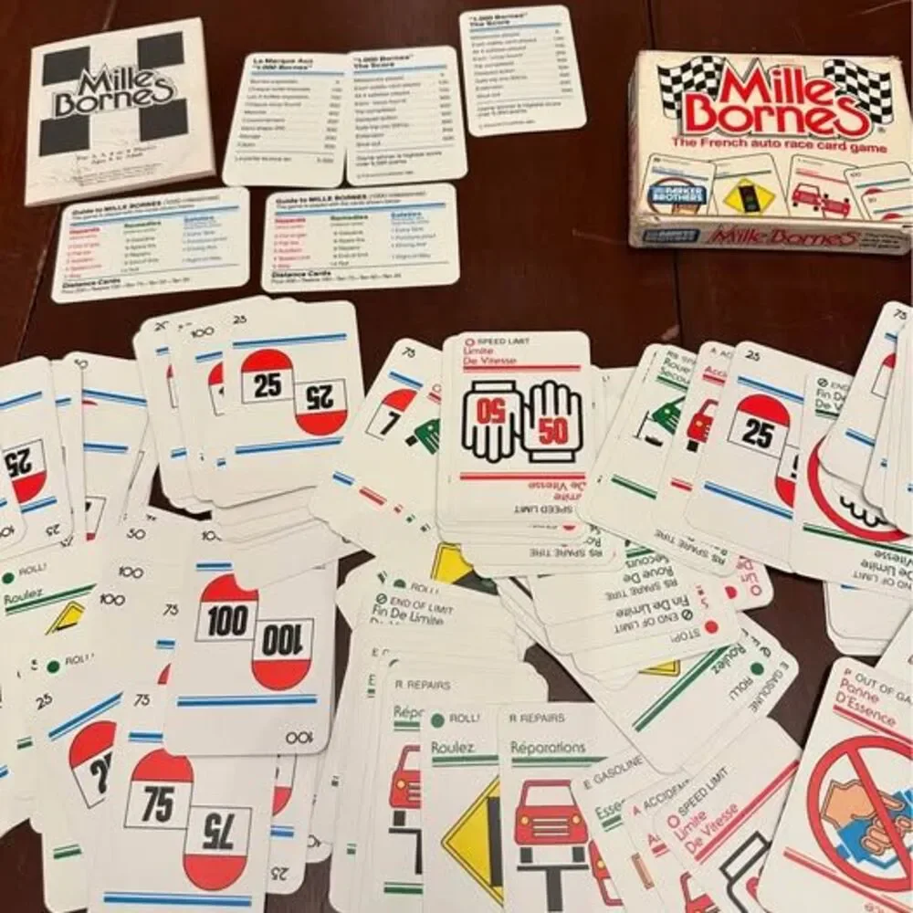 Vintage Parker Bros Mille Bornes French Auto Racing Card Game