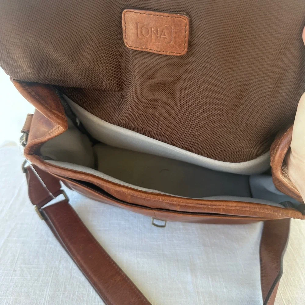 ONA The Bowery Leather Camera Bag Messenger Crossbody Antique Cognac Brown